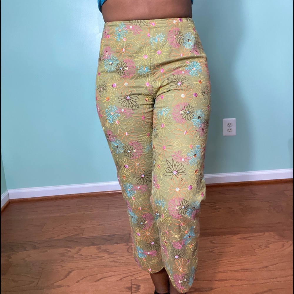 Garnet Hill Embroidered Pants